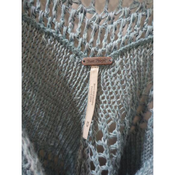 Free People Blue Linen Blend Open Knit Tunic Top - Picture 3 of 4